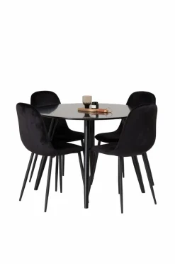 Venture Home Spisegrupper>Spisebordssæt Plaza med 4 stole Polar Sort