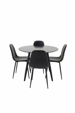 Venture Home Spisebordssæt Plaza med stole Polar Sort Sale