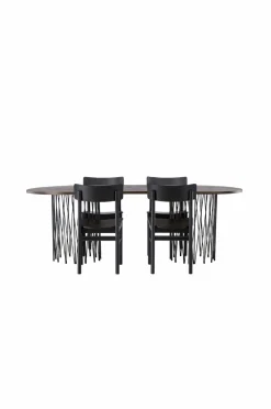 Venture Home Spisegrupper>Spisegruppe Stone Oval og stolene Montros Sort