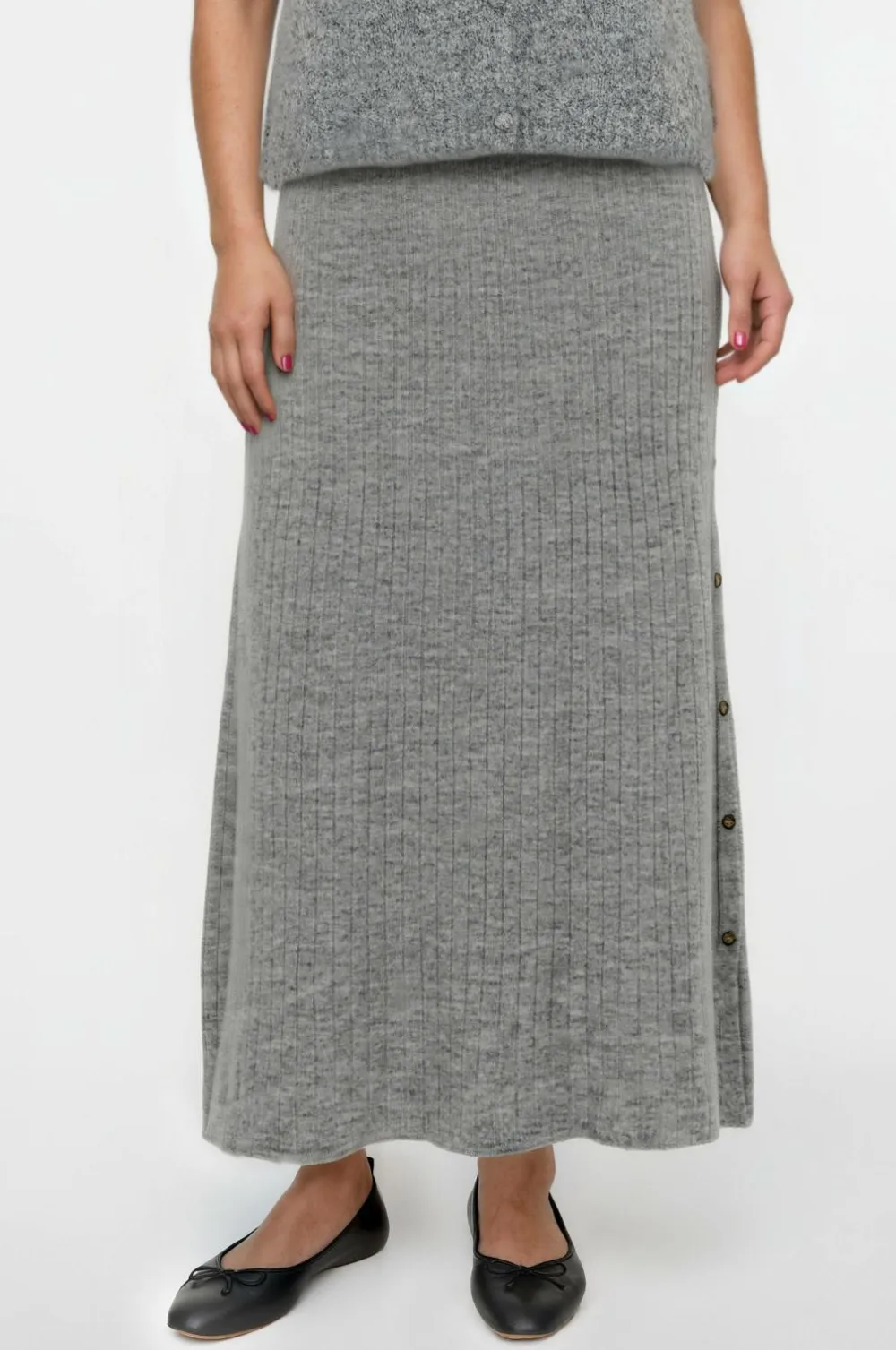 Vero Moda Curve Nederdele>Maxi nederdel Vmcsally NW Ankle Light grey melange