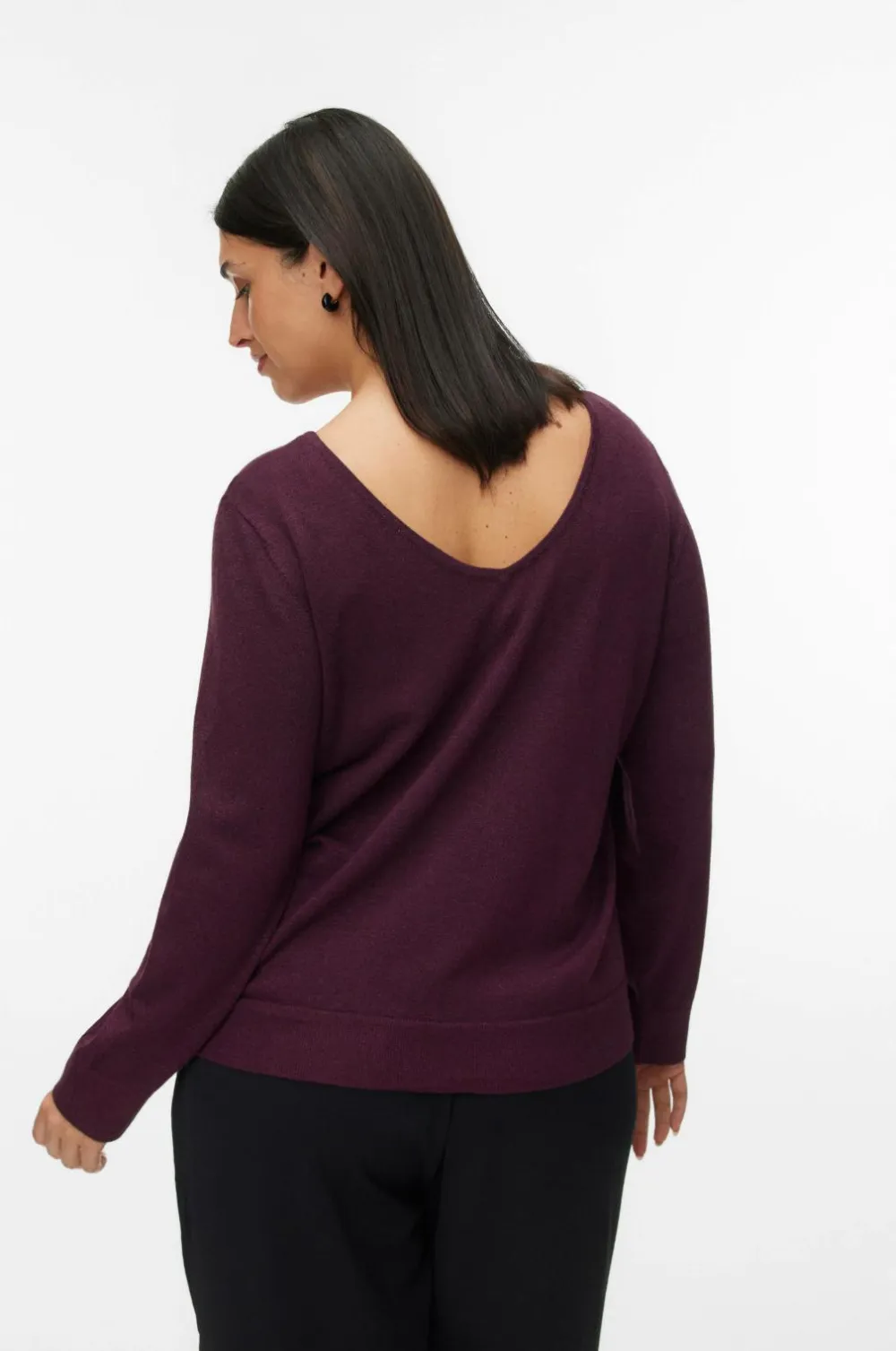 Vero Moda Curve Trøjer & Cardigans>Pullover vmChappyglitter LS 2way Pull Boo CU Winetasting