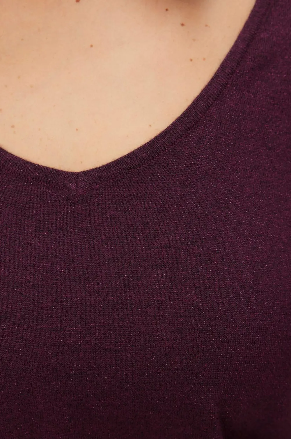 Vero Moda Curve Trøjer & Cardigans>Pullover vmChappyglitter LS 2way Pull Boo CU Winetasting