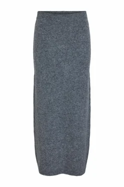 Vila Nederdel viInes Long Knit Skirt #8 Medium grey melange
