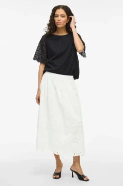 Vila Nederdel viMette HW Midi Skirt Snow white Outlet