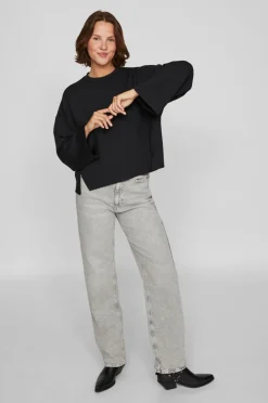 Vila Sweatshirt viReflecti Crew Neck L/S Sweat Top Black beauty New
