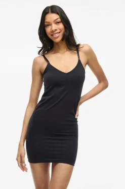 Vila Underkjole viMacie V-neck S/L Seamless Black beauty
