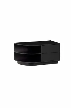 WOOOD TV-bænk Finca rund venstre 78 cm Sort mat sort Best
