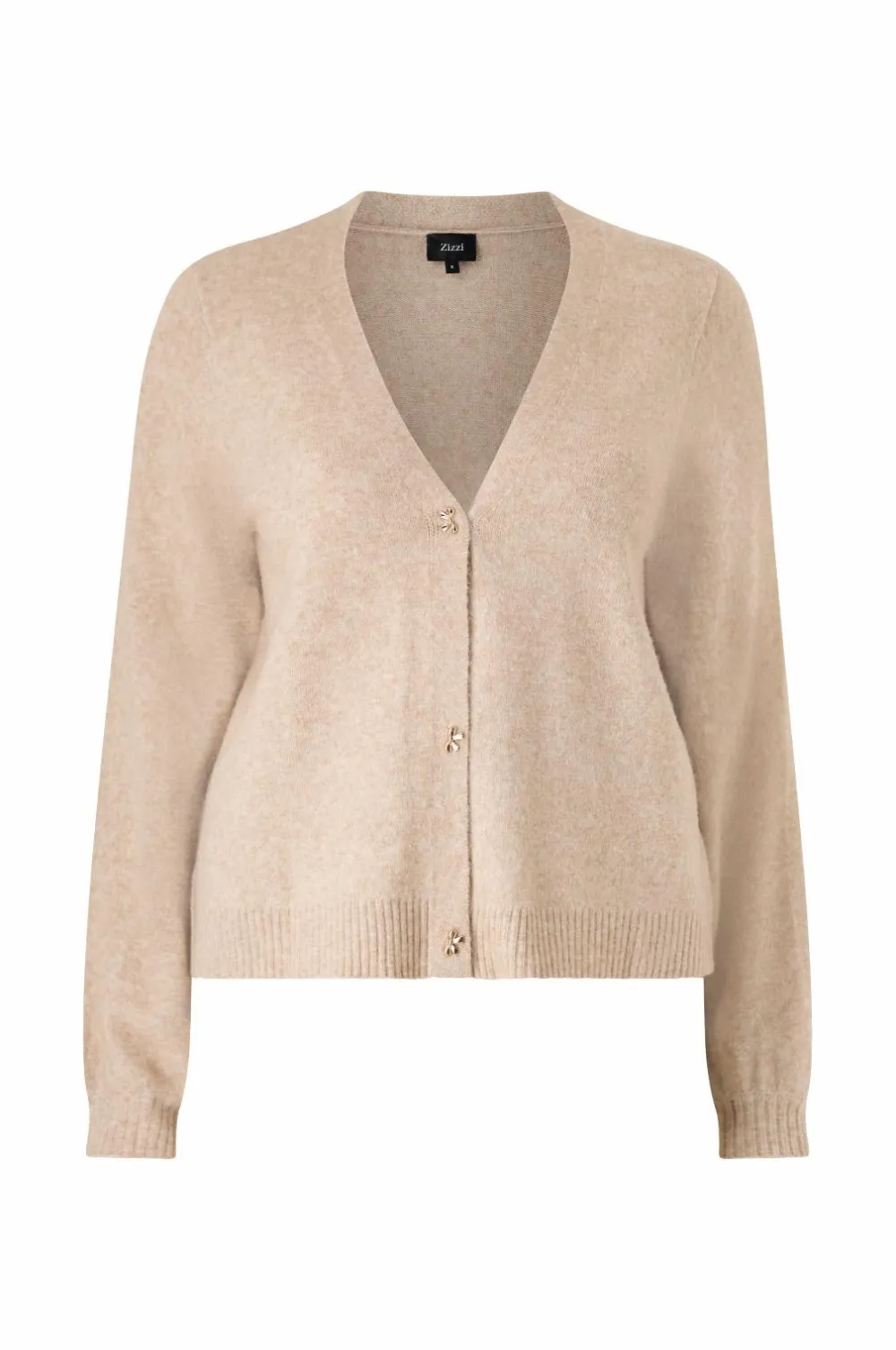 Zizzi Trøjer & Cardigans>Cardigan mVista L/S Button Simply taupe mel.