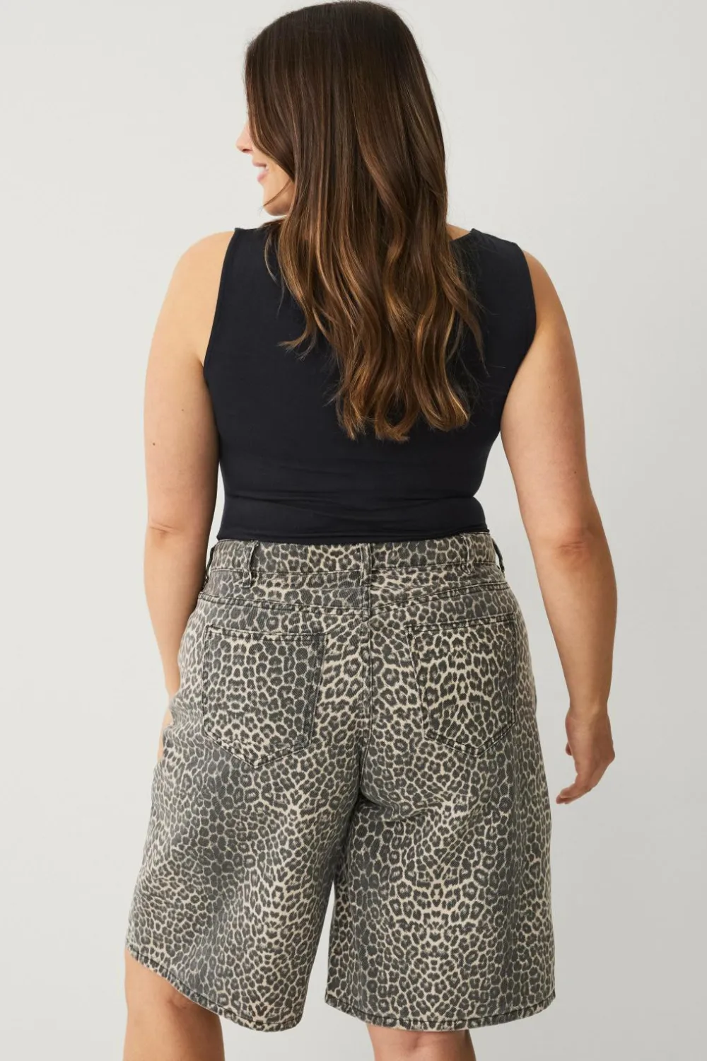 Zizzi Denimshorts jLeona Bermuda Shorts Leopard Sale