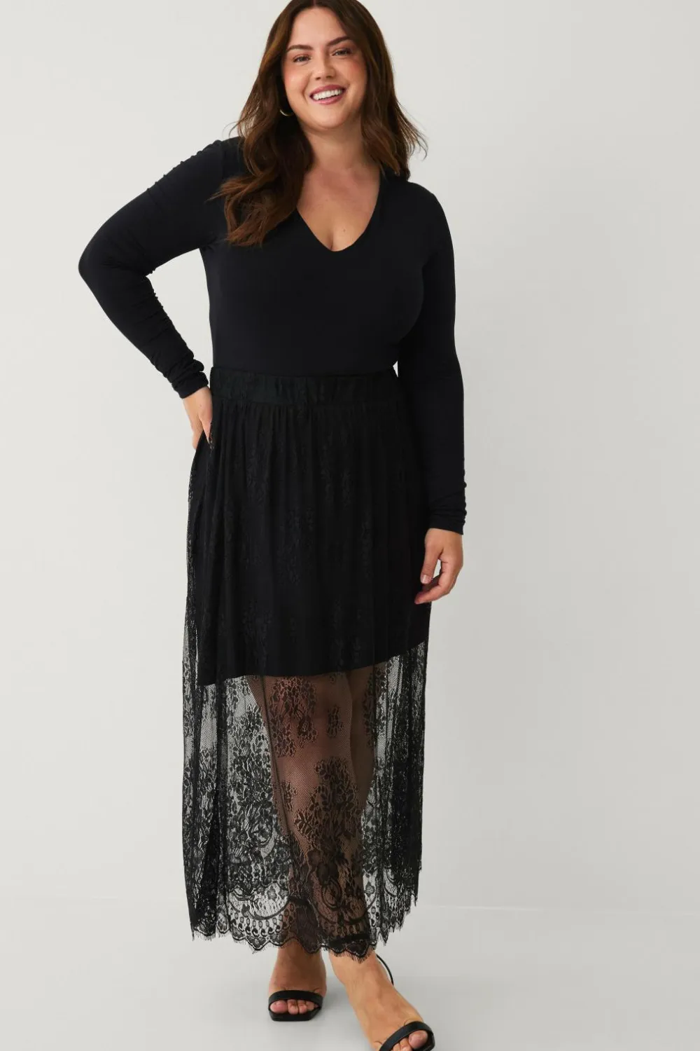 Zizzi Nederdele>Maxi nederdel miLovia, Maxi Skirt Black