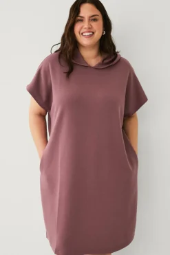 Zizzi Natkjole mAlisa S/S Knee Dress Rose brown New
