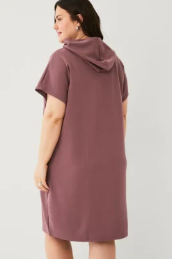 Zizzi Natkjole mAlisa S/S Knee Dress Rose brown New