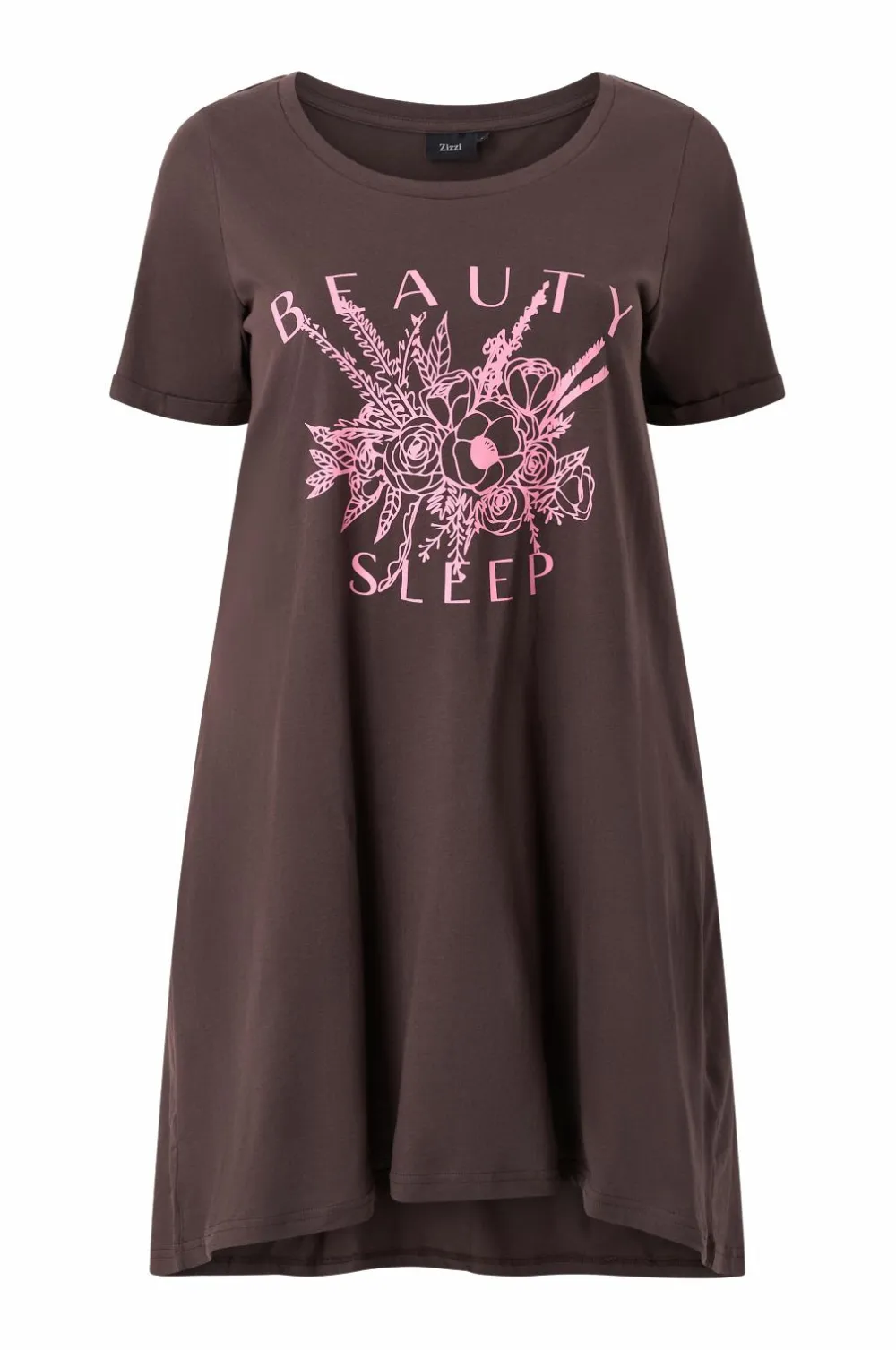 Zizzi Natkjole mAlly S/S Abk Dress Seal Brown Beauty New