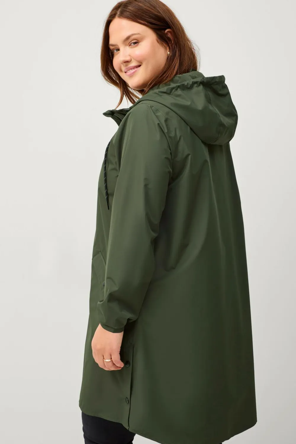 Zizzi Regntøj>Regnjakke caKlara Zip L/S Raincoat Peat