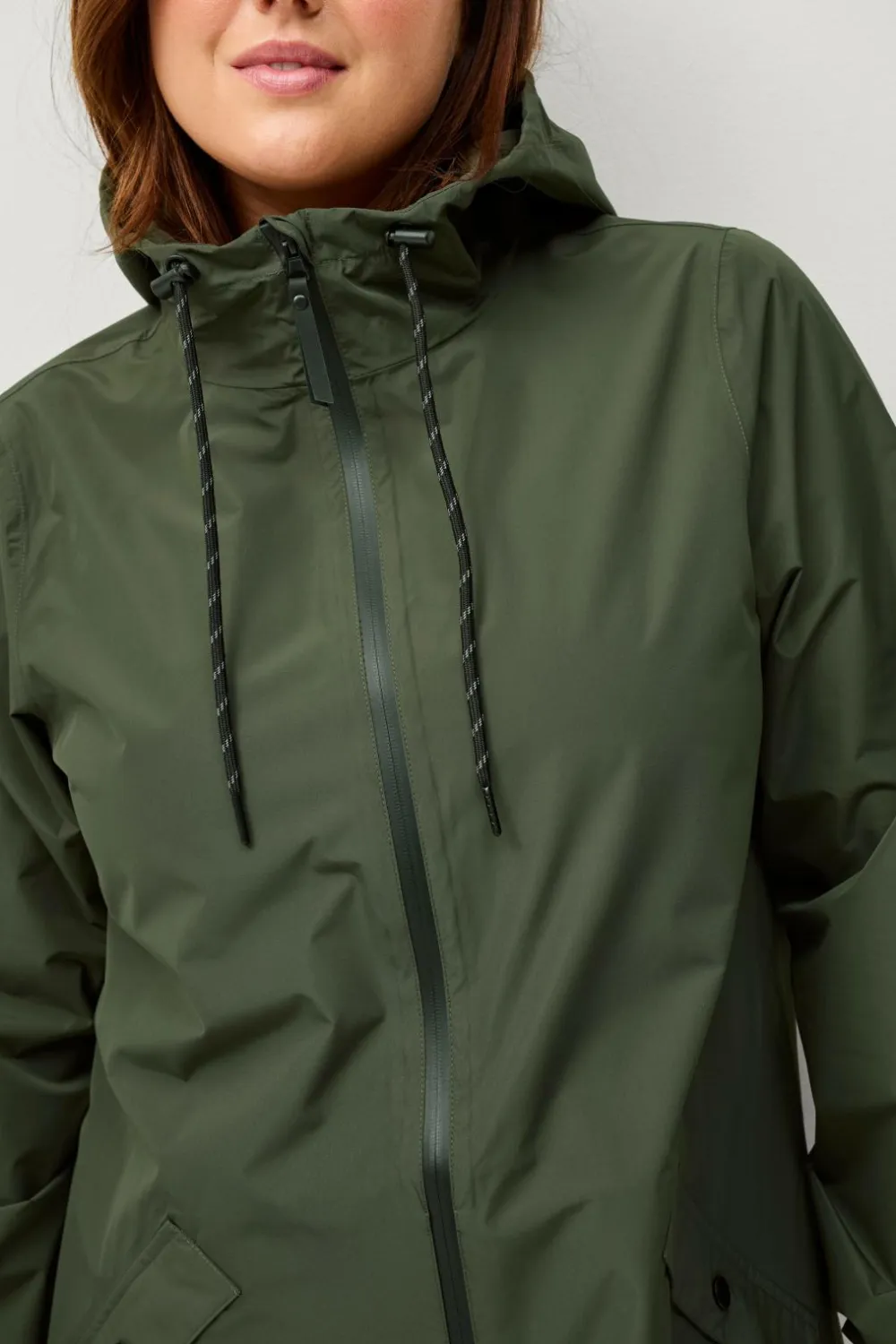 Zizzi Regntøj>Regnjakke caKlara Zip L/S Raincoat Peat