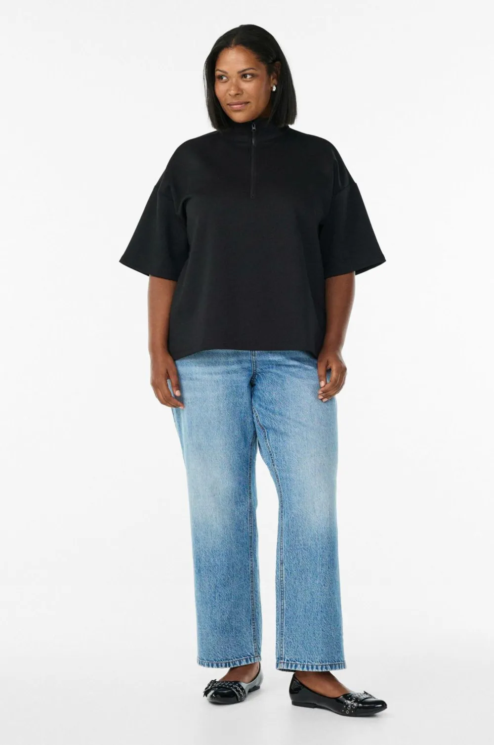 Zizzi Sweatshirts & Hoodies>Sweatshirt caKatalina 1/2 Zip Black