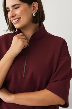 Zizzi Sweatshirt caKatalina 1/2 Zip Tawny port Hot