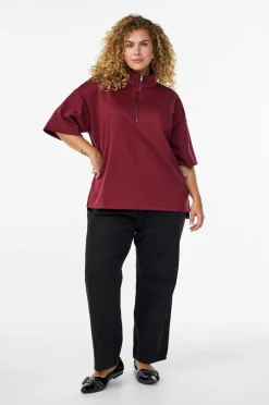 Zizzi Sweatshirt caKatalina 1/2 Zip Tawny port Hot