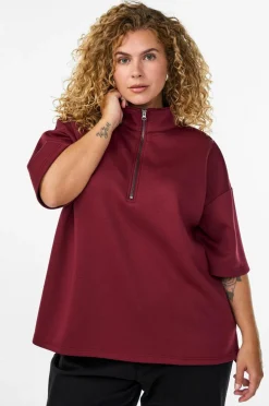 Zizzi Sweatshirt caKatalina 1/2 Zip Tawny port Hot