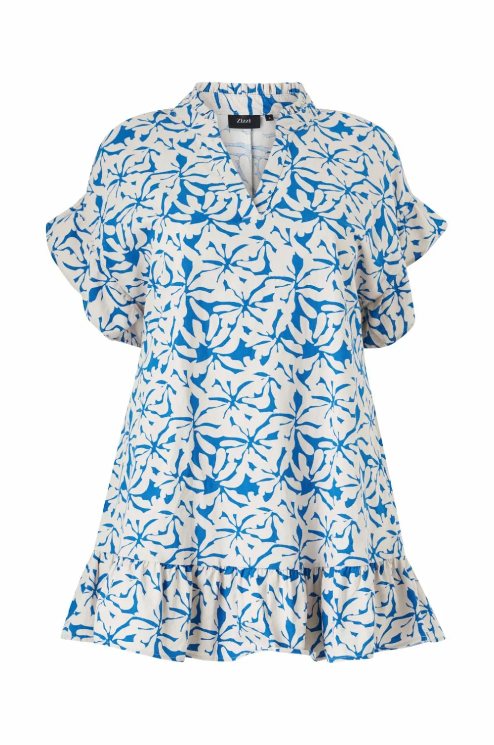 Zizzi Tunikaer>Tunika caEllo S/S Blue Off White Aop