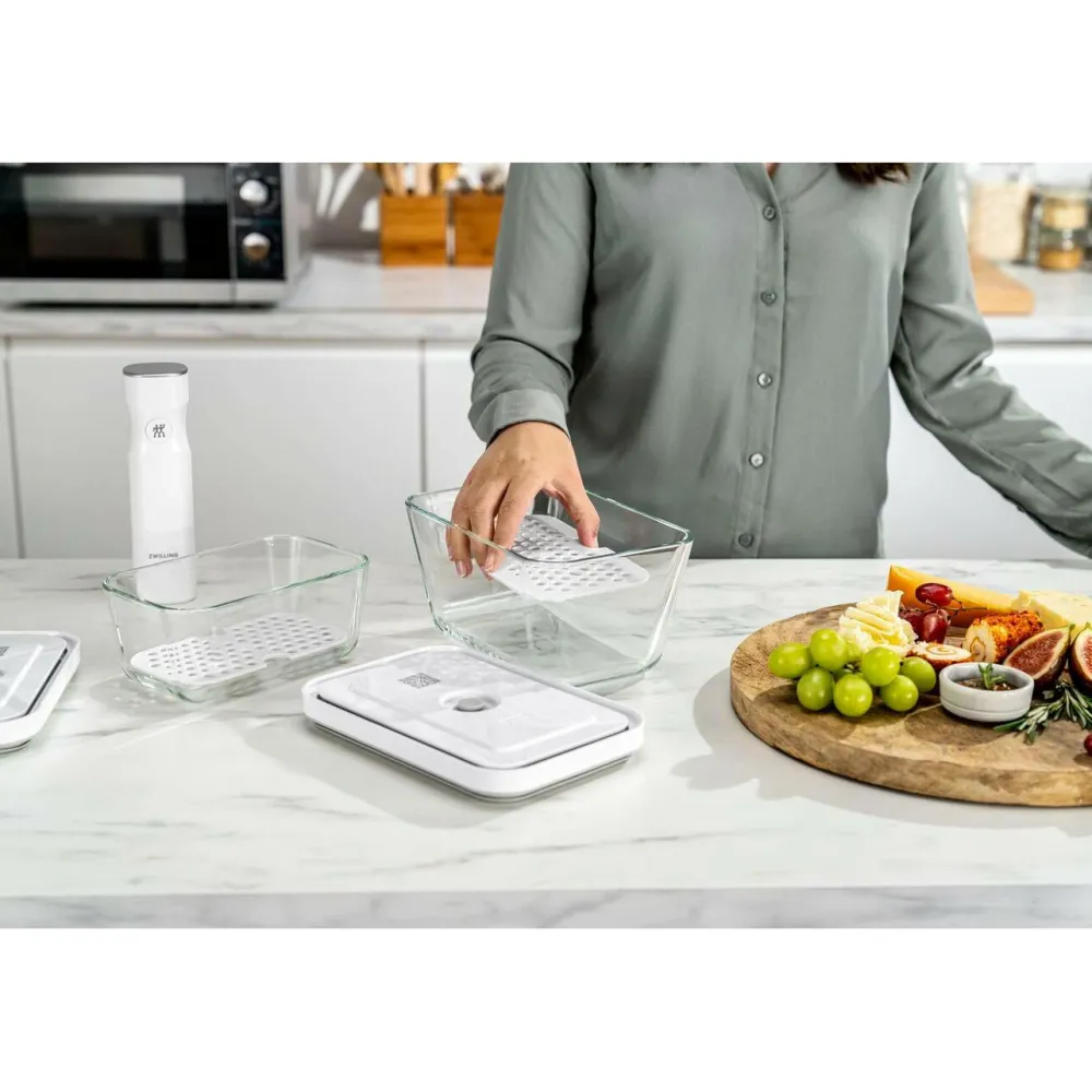 ZWILLING Køkkenopbevaring>Drypbakker Fresh & Save til glasbeholder M/L 2-pak WHITE